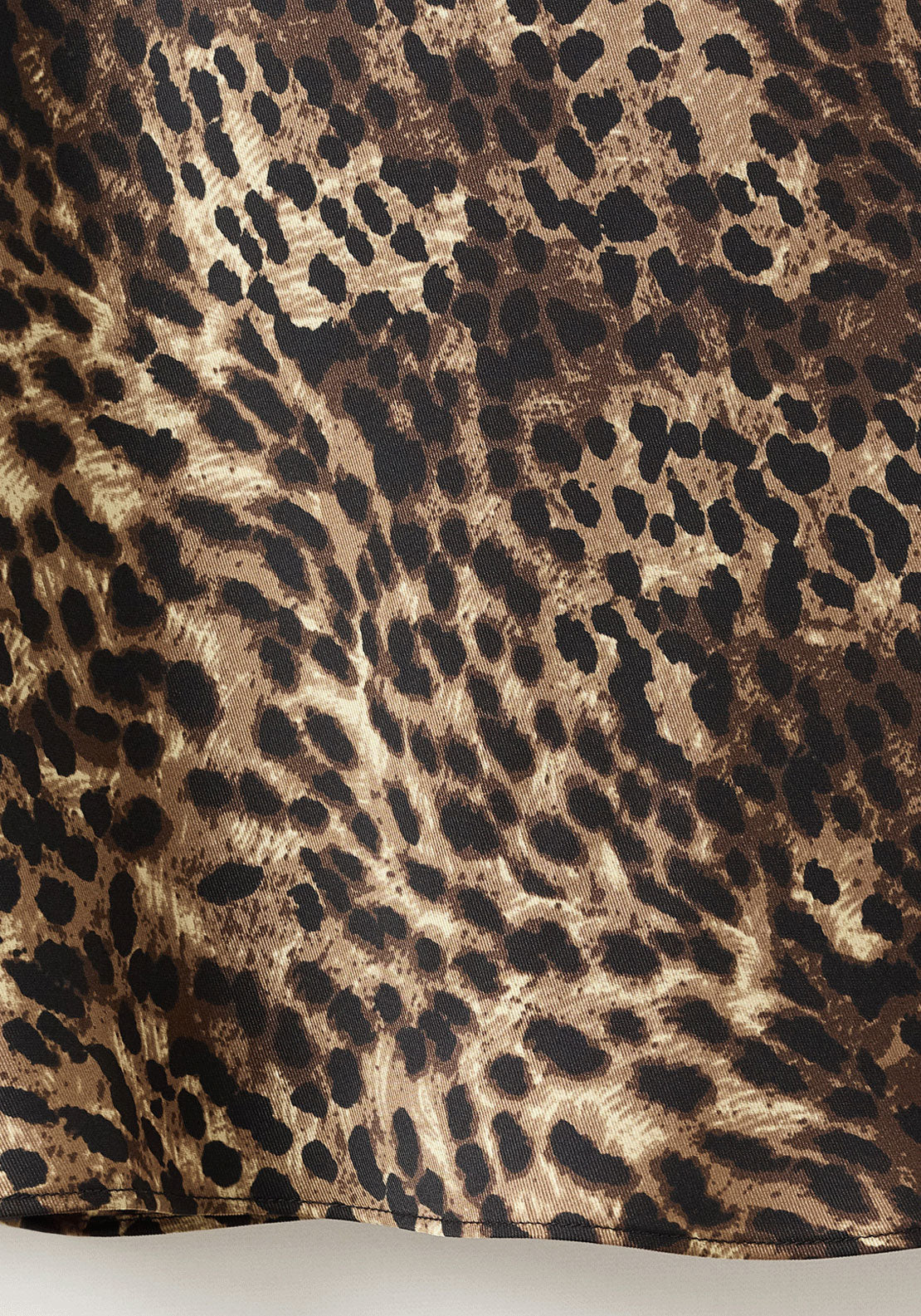 Leopard Print Satin Shirt - Brown