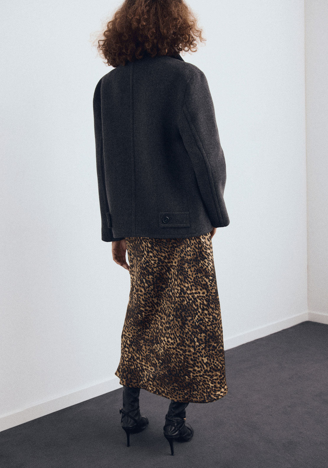 Leopard Print Satin Shirt - Brown