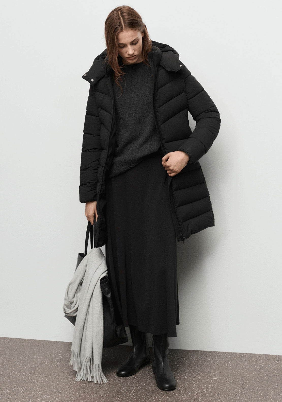 Hood Puffer Coat - Black