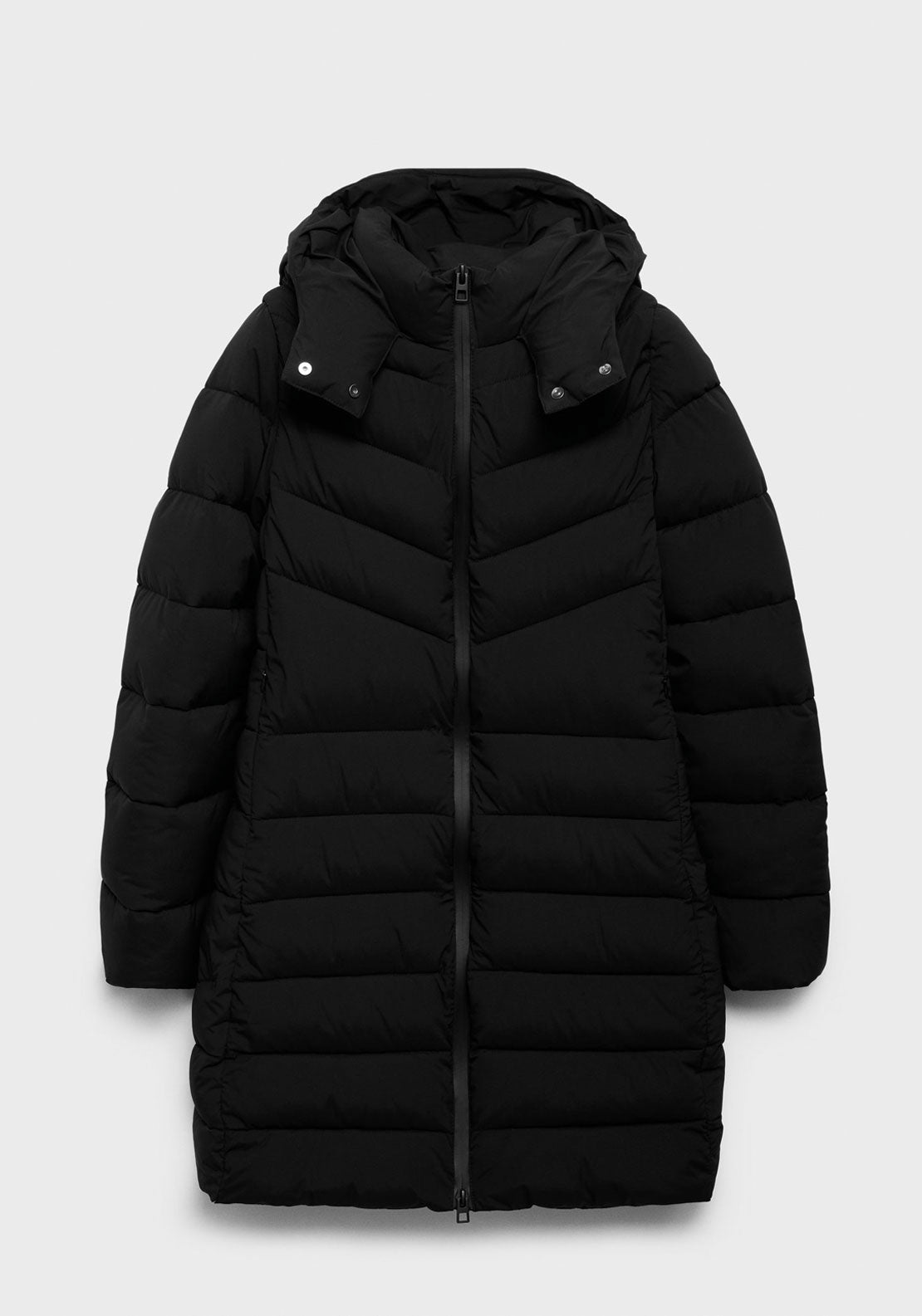 Hood Puffer Coat - Black