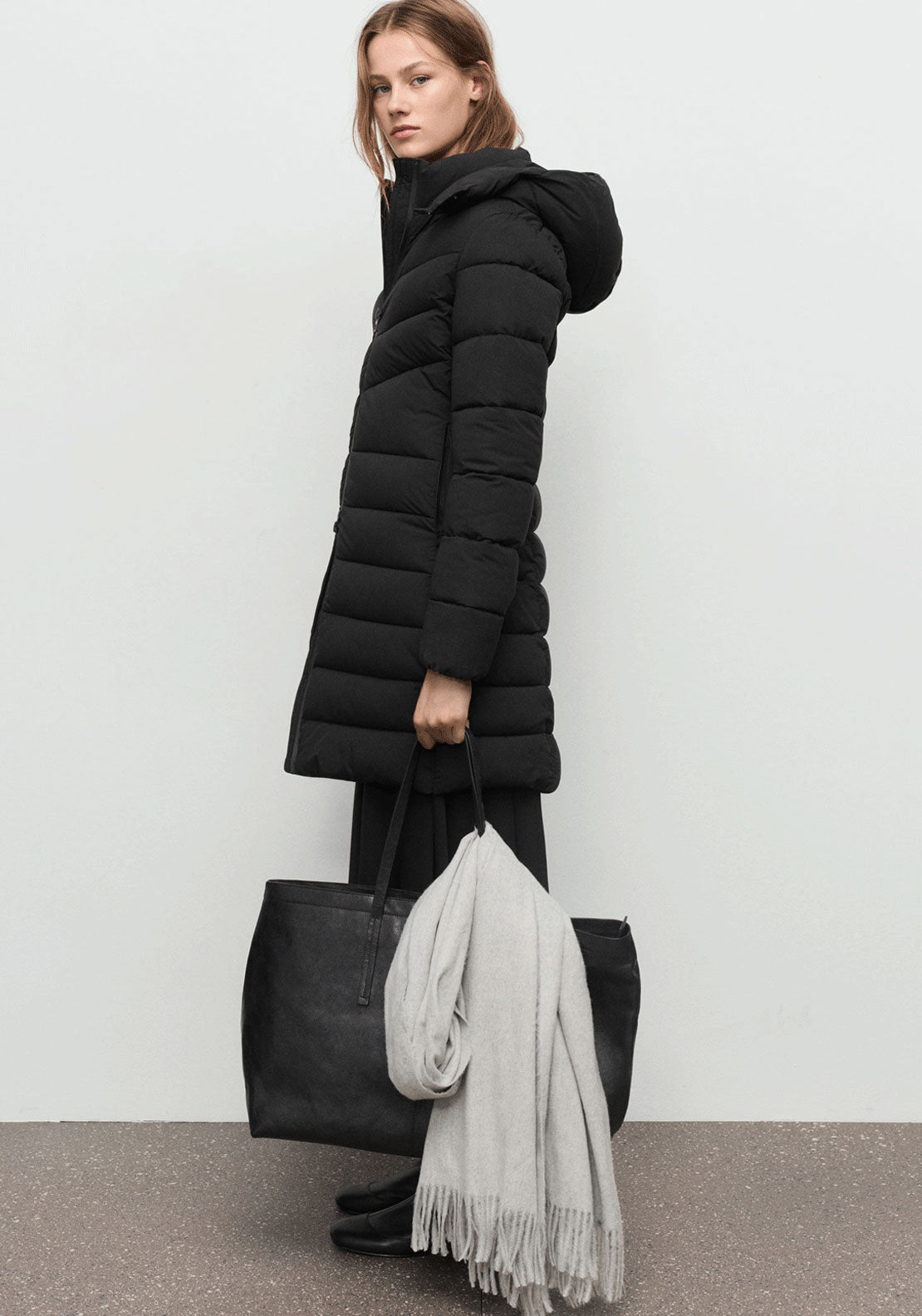 Hood Puffer Coat - Black
