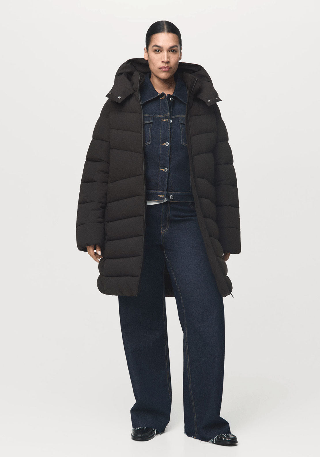 Hood Puffer Coat - Black