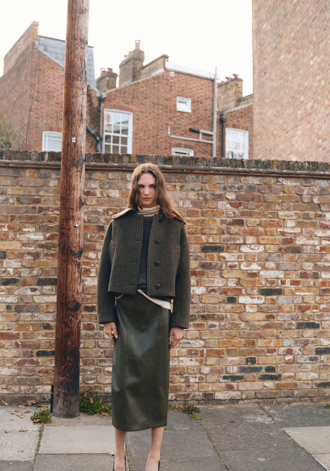 Houndstooth Wool Jacket - Brown