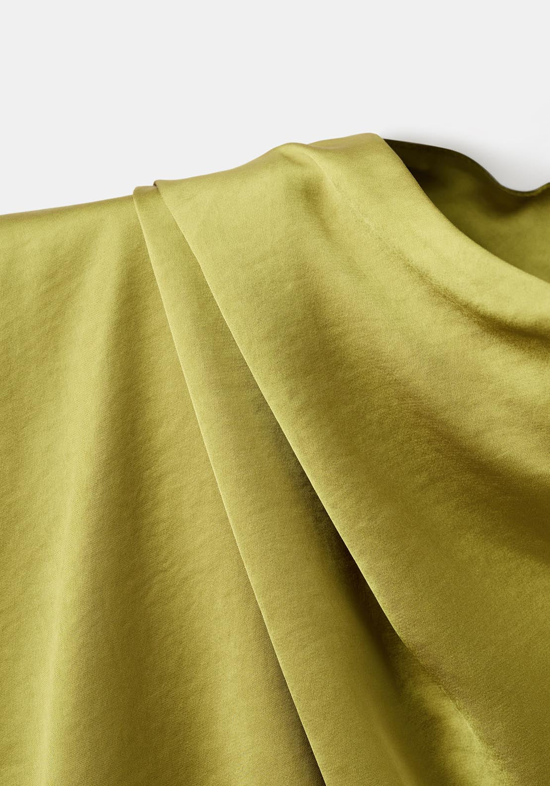 Satin Blouse With Draped Neck - Green