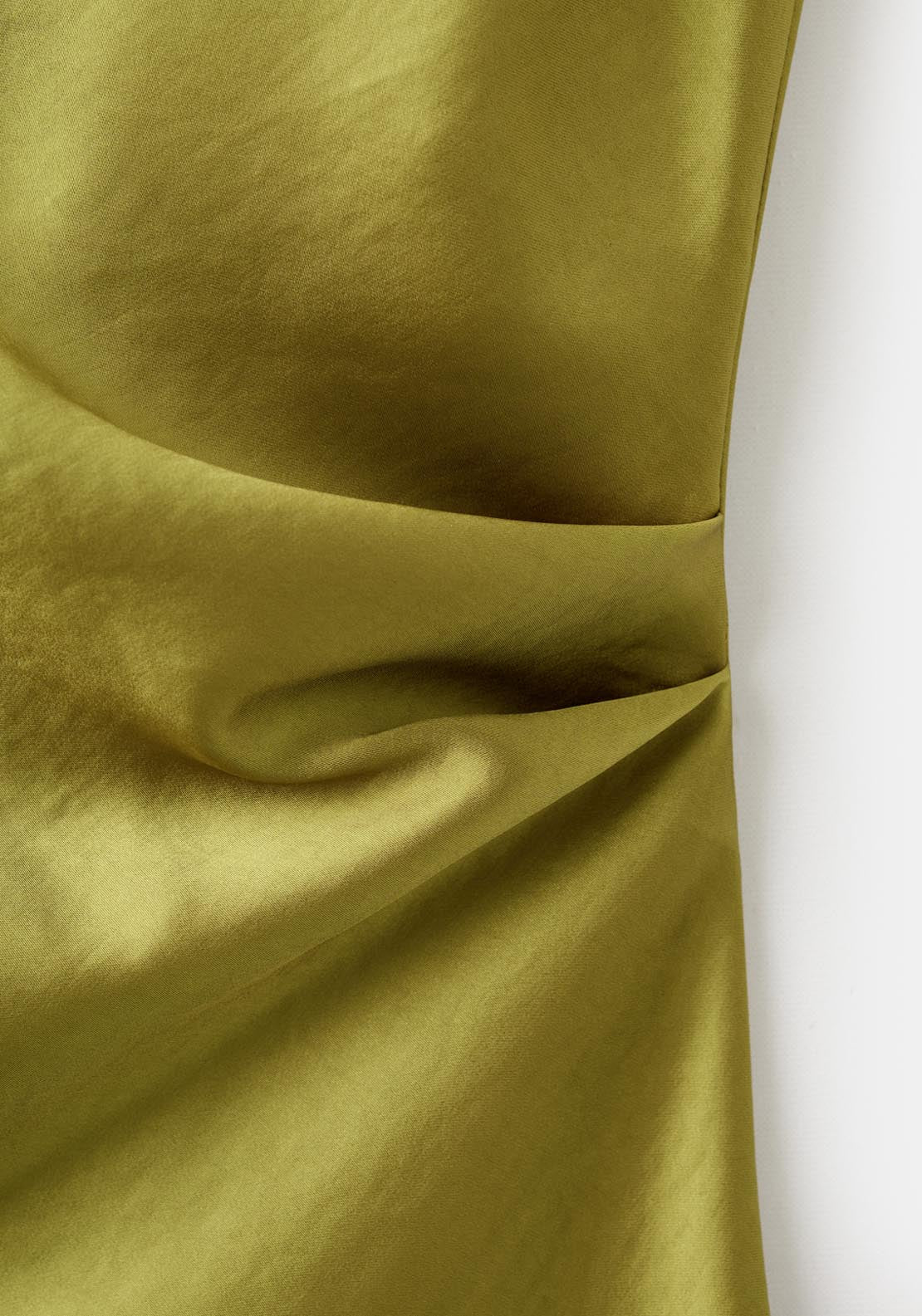 Satin Blouse With Draped Neck - Green