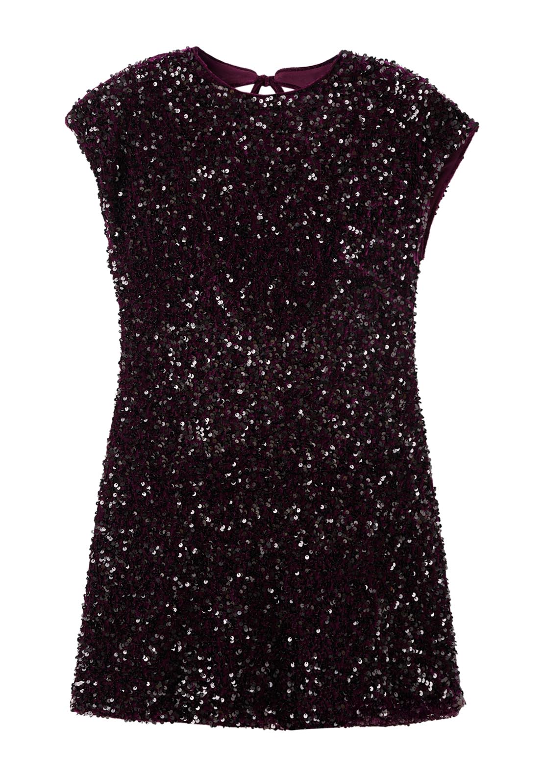 Sequin Dress With Open Back - Burgundy