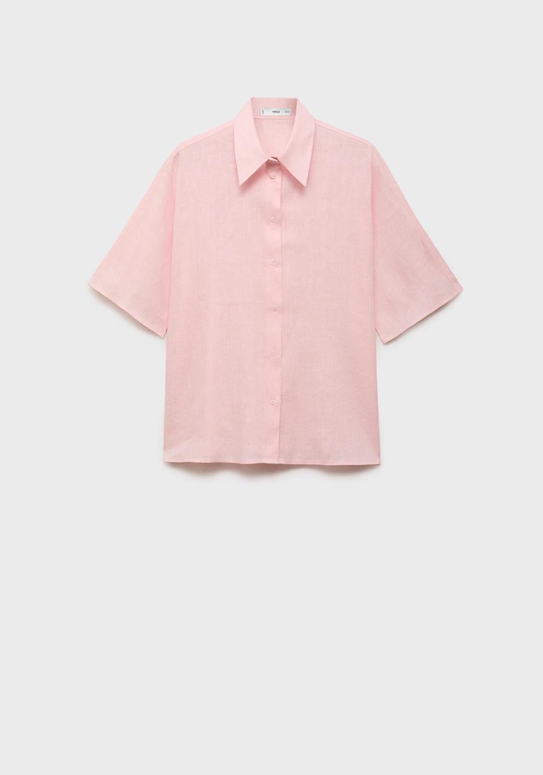 Mango Short Sleeve Linen Blend Shirt - Light/pastel Pink 5 Shaws Department Stores