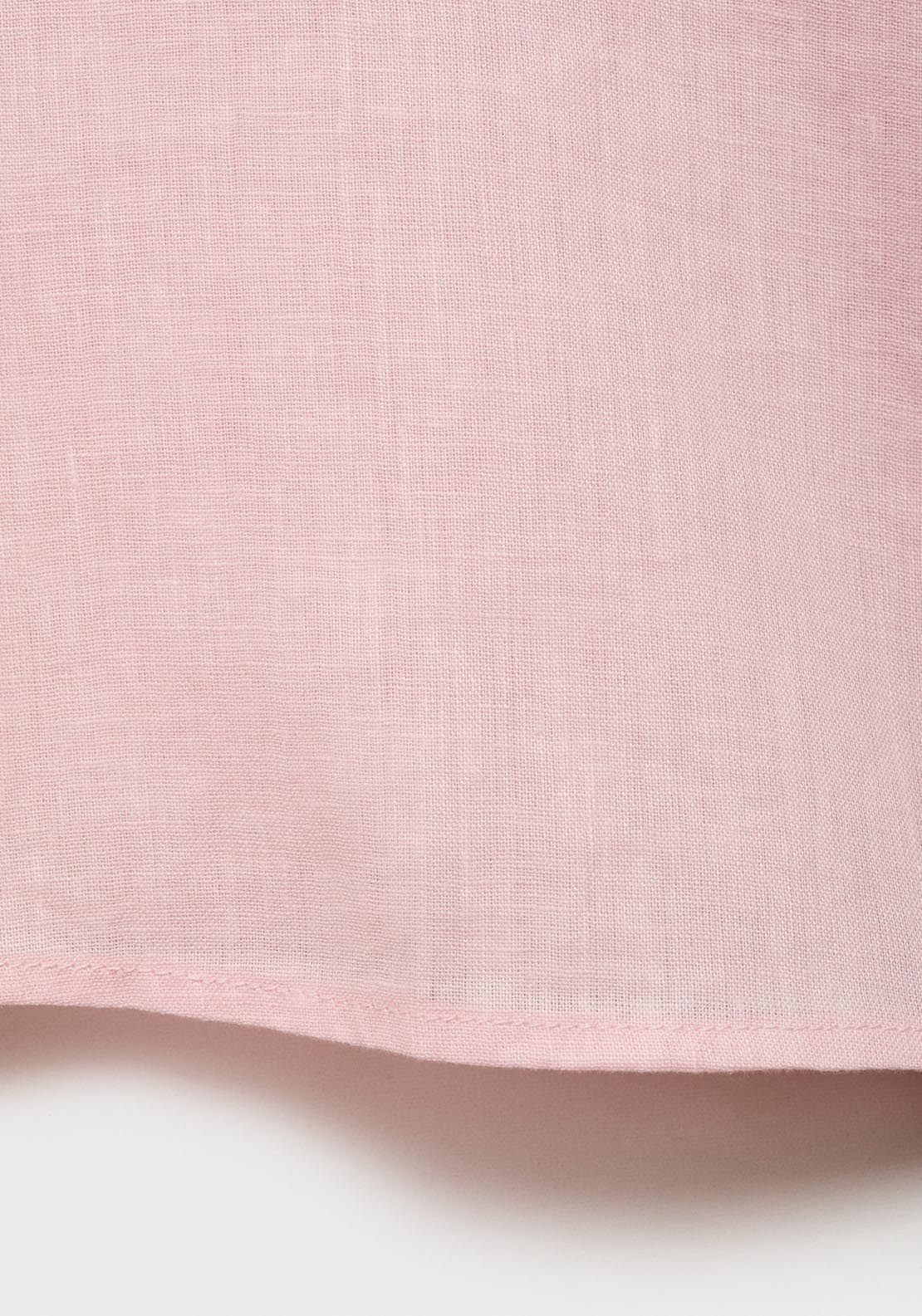 Mango Short Sleeve Linen Blend Shirt - Light/pastel Pink 6 Shaws Department Stores