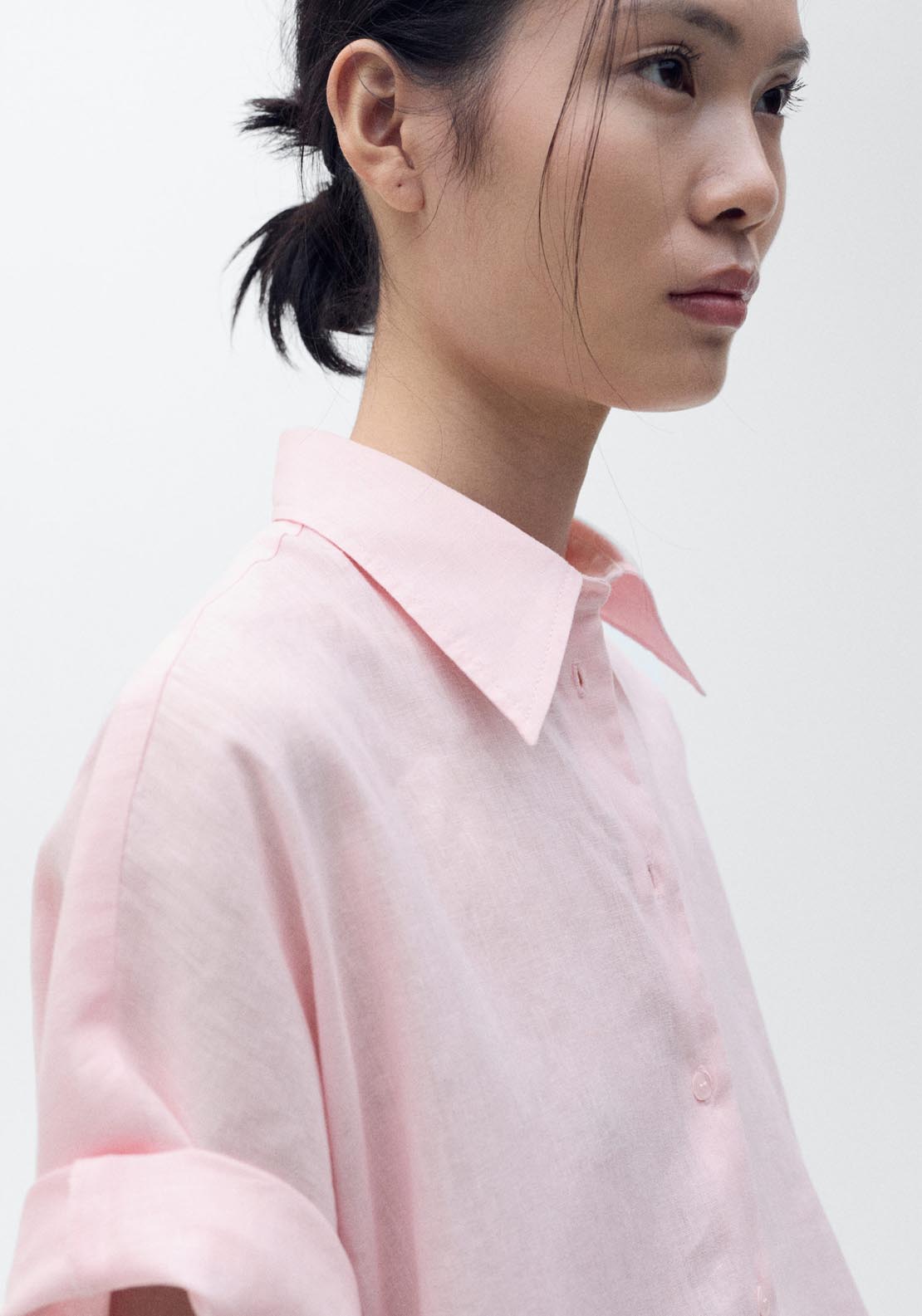 Mango Short Sleeve Linen Blend Shirt - Light/pastel Pink 3 Shaws Department Stores