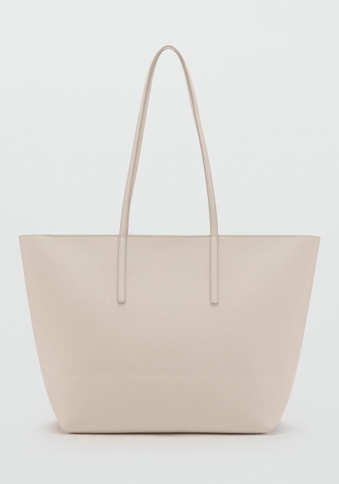 Mango Tote Bag Maribel - Beige 1 Shaws Department Stores