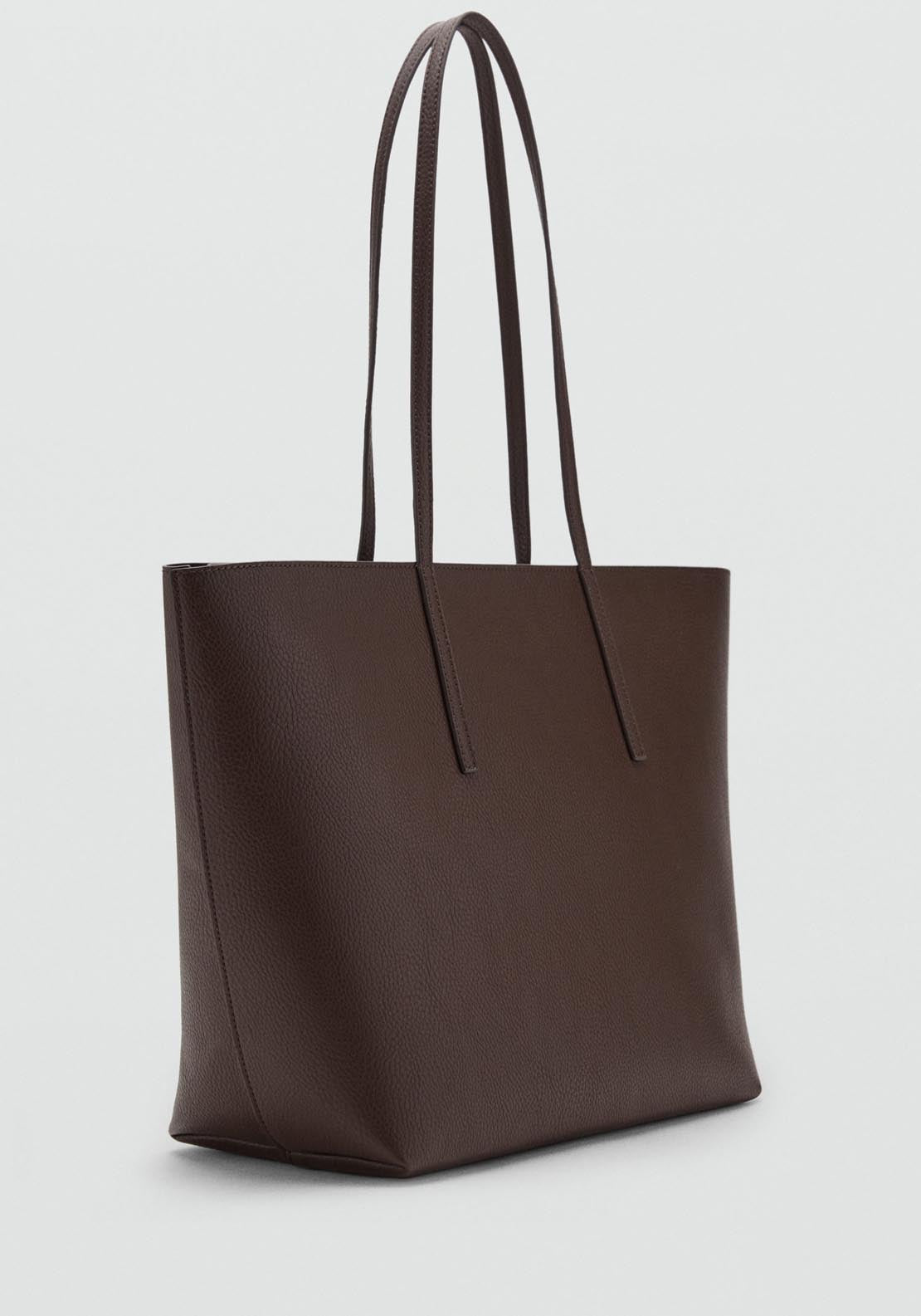 Mango Tote Bag Maribel - Dark Brown 2 Shaws Department Stores