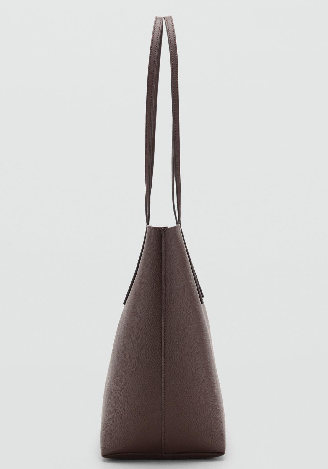Mango Tote Bag Maribel - Dark Brown 3 Shaws Department Stores