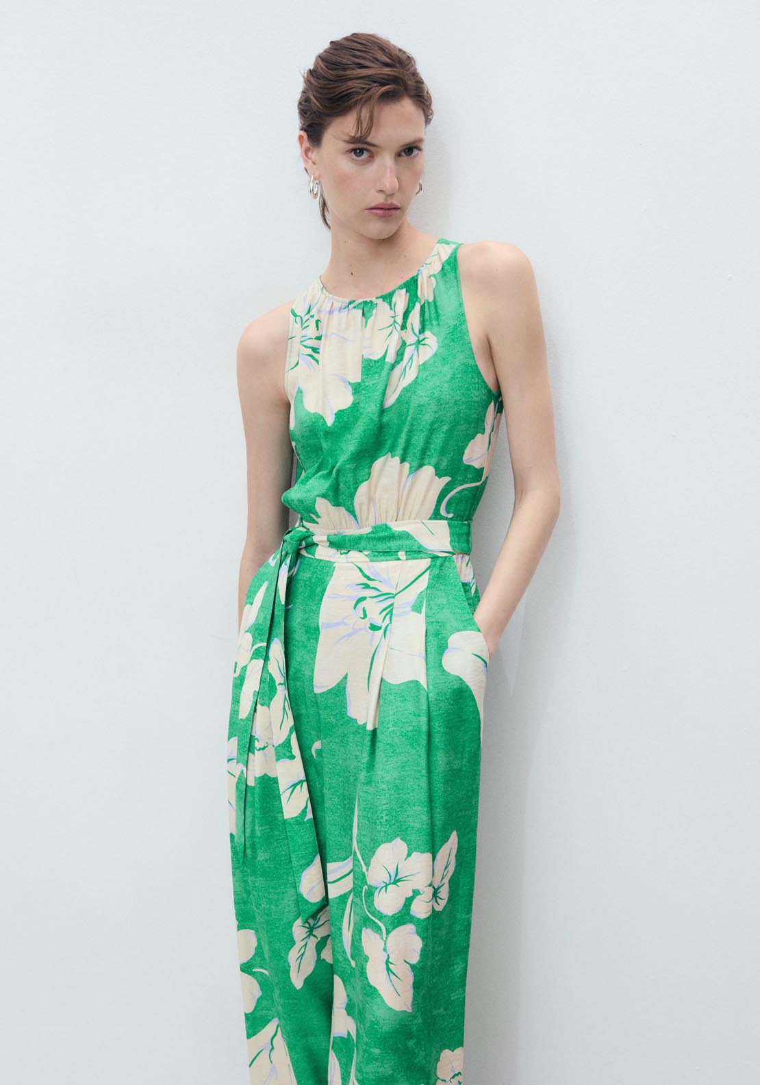 Mango Belt Printed Jumpsuit - Green 2 Shaws Department Stores