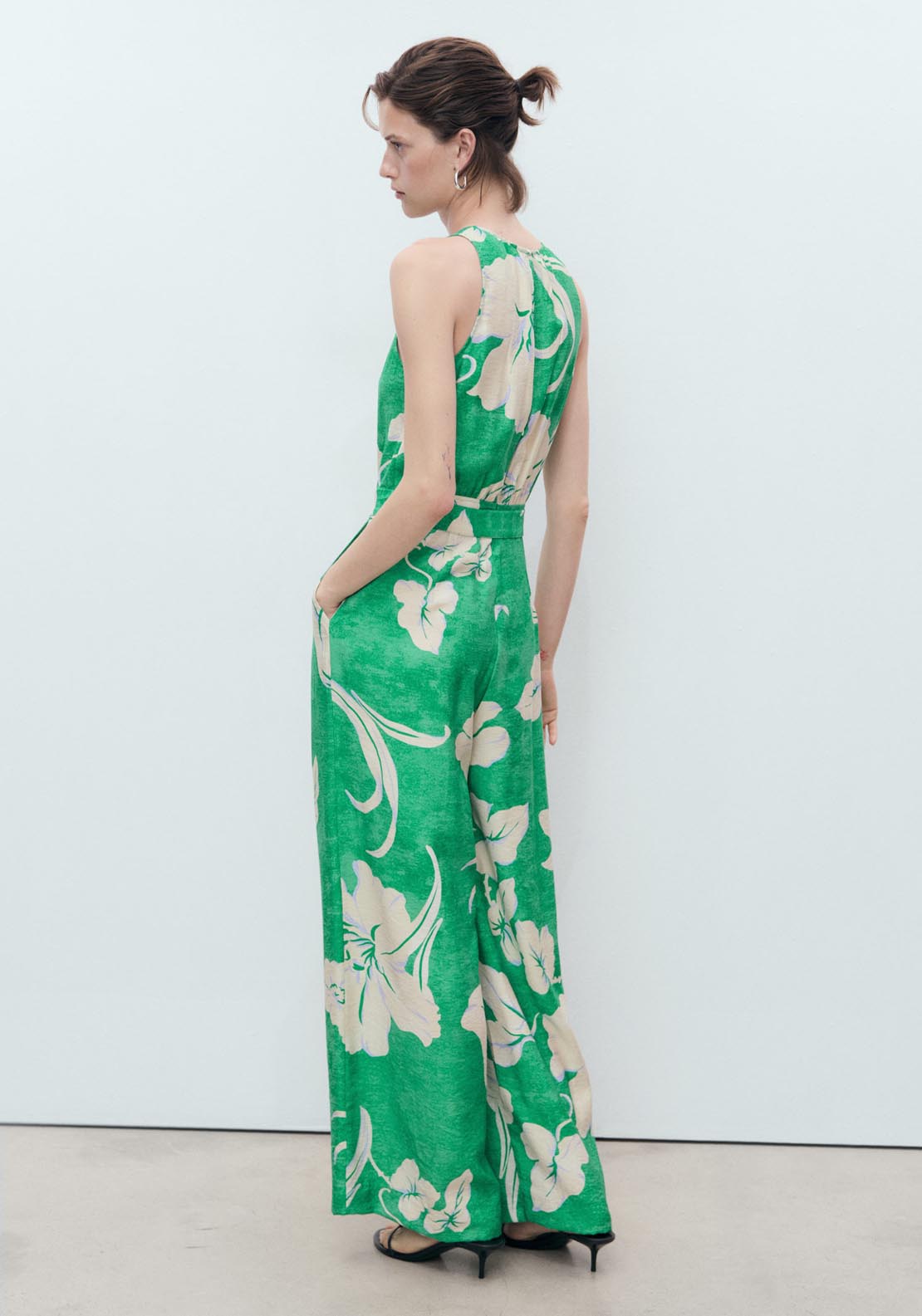 Mango Belt Printed Jumpsuit - Green 3 Shaws Department Stores