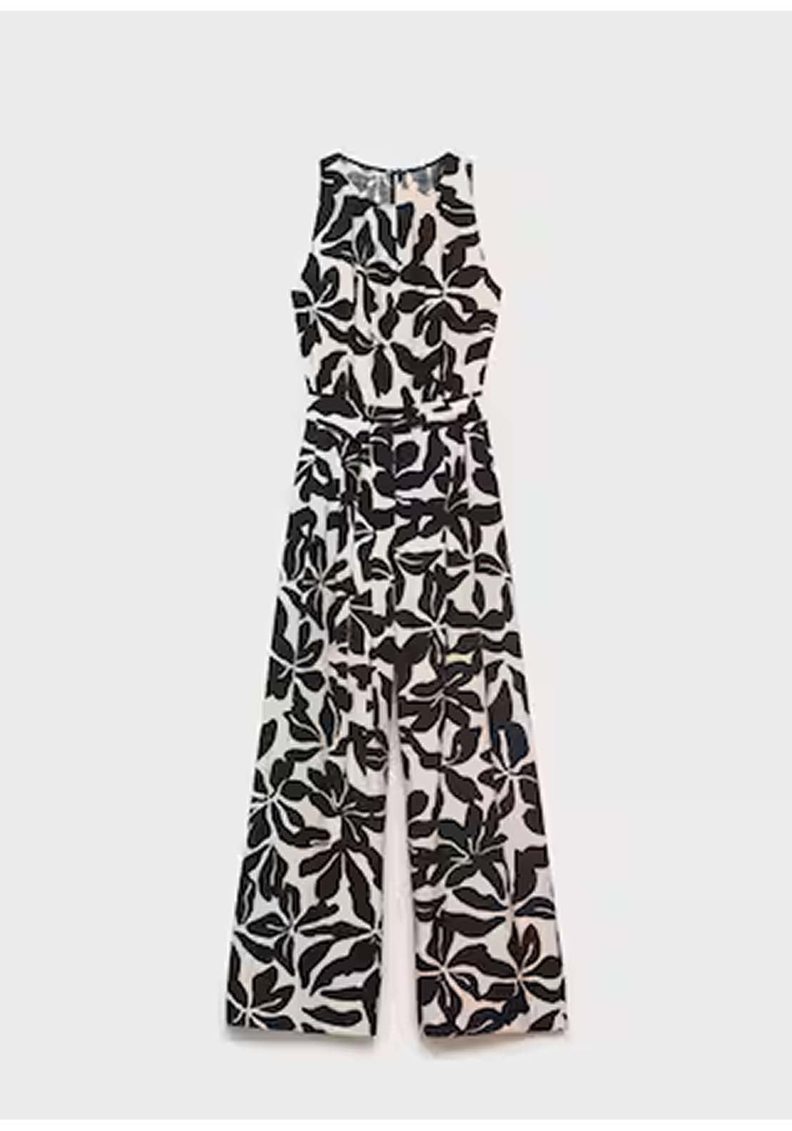 Mango Belt Printed Jumpsuit - Black 4 Shaws Department Stores