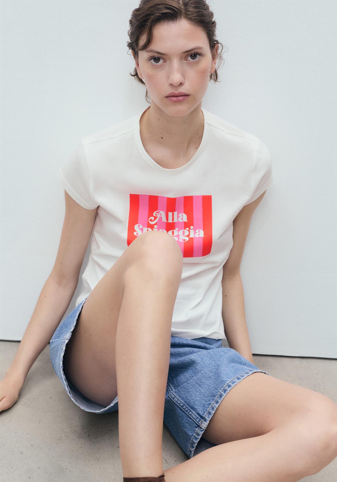 Mango Short Sleeve Printed T-Shirt - Red 3 Shaws Department Stores