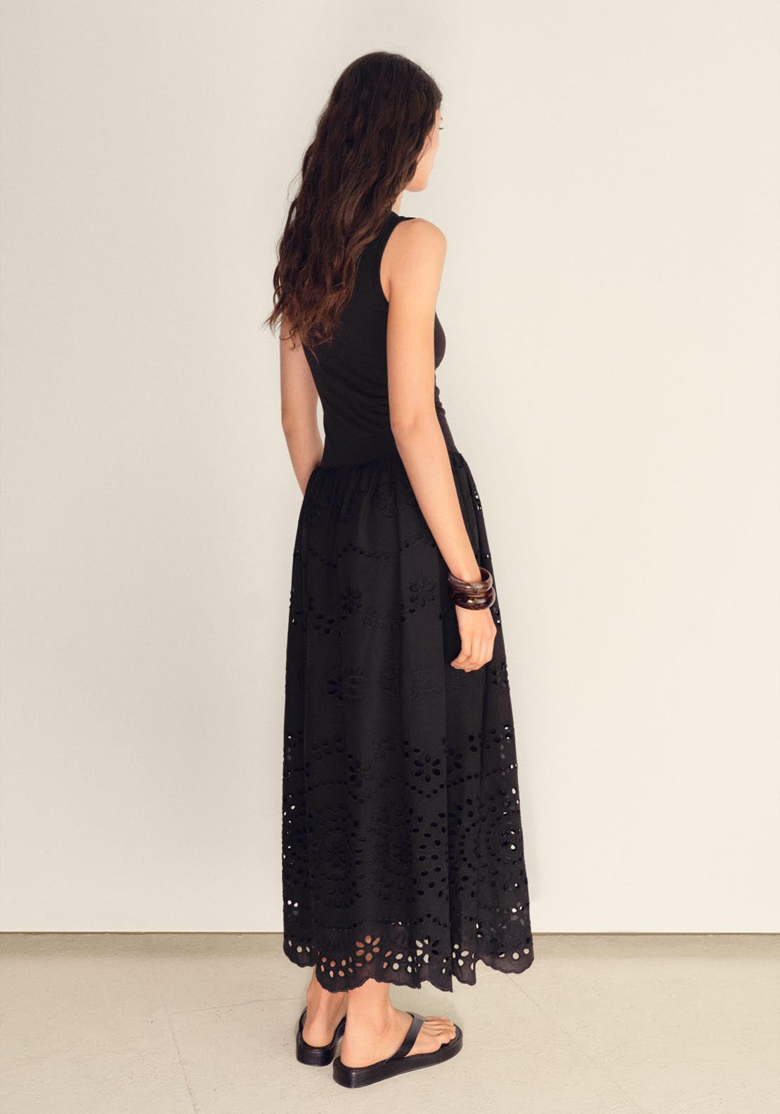 Mango Cotton Dress With Openwork Embroidery - Black 2 Shaws Department Stores