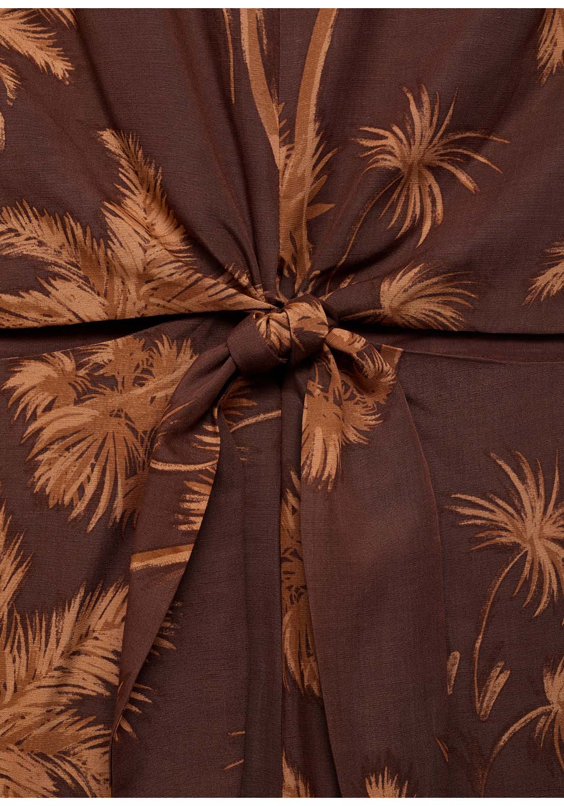 Lyocell Jumpsuit With Cut Out And Knot Detail - Brown