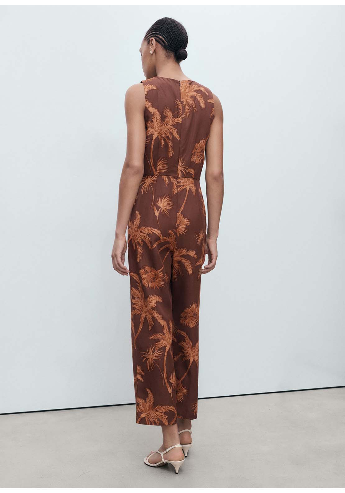 Lyocell Jumpsuit With Cut Out And Knot Detail - Brown