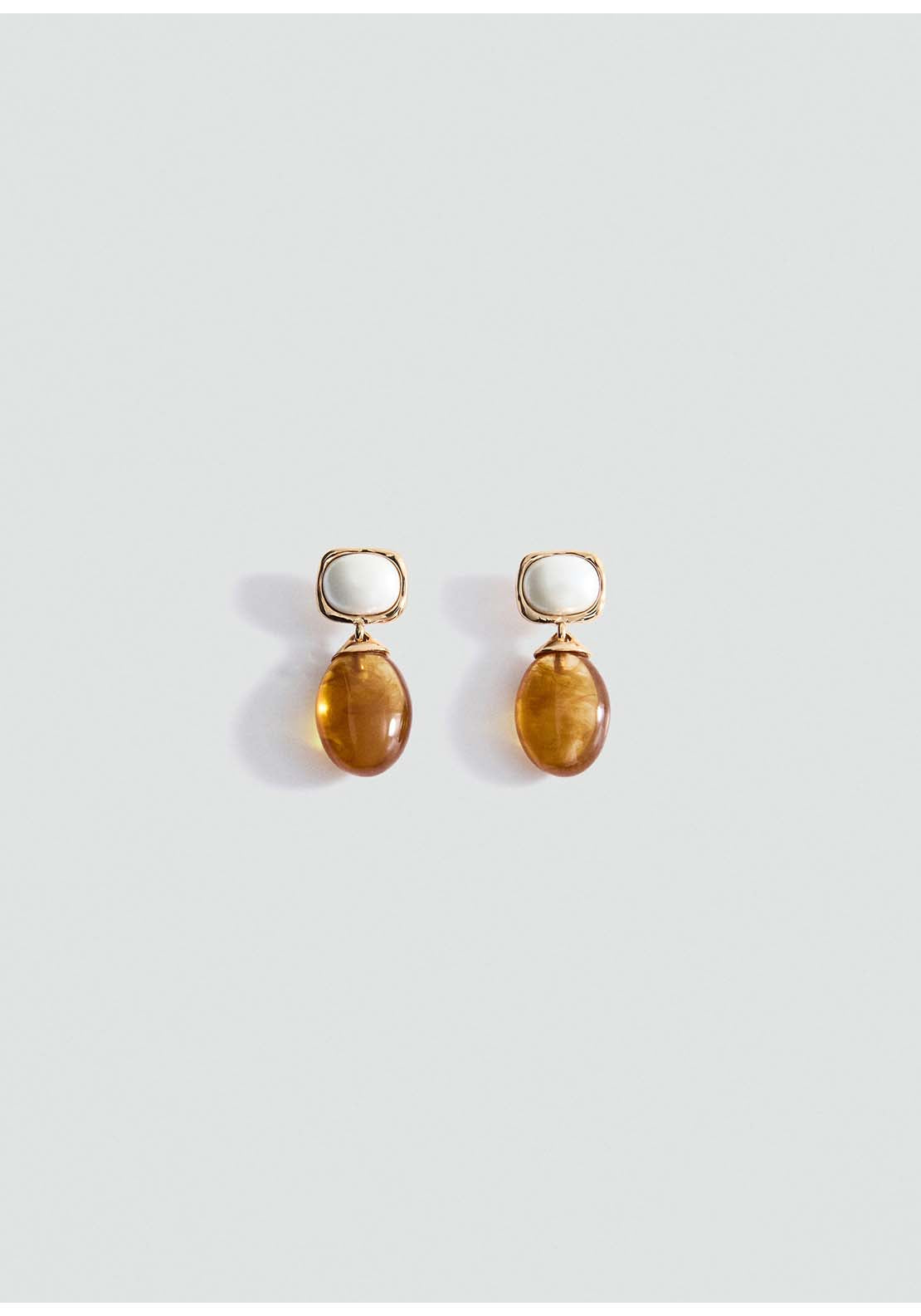 Resin Pendant Earrings - Gold