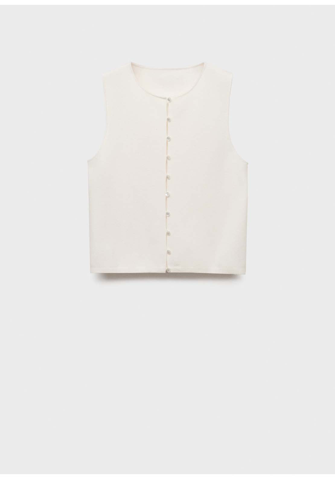 Fine Knit Waistcoat With Buttons - White