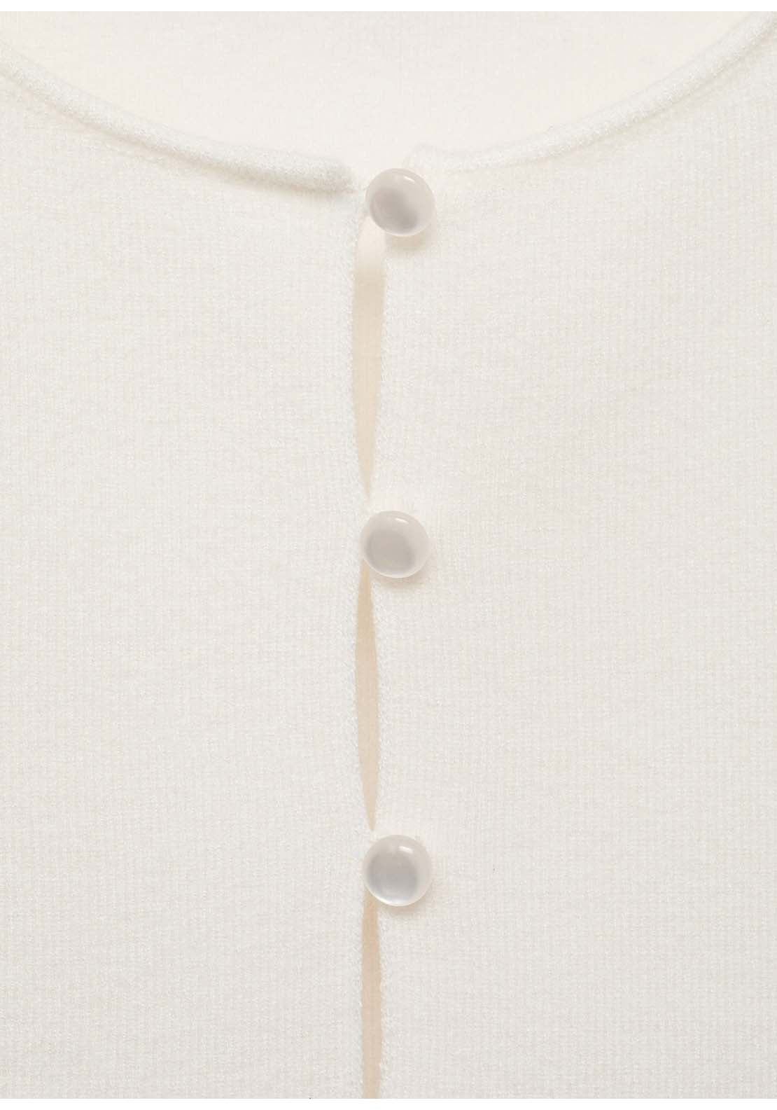 Fine Knit Waistcoat With Buttons - White