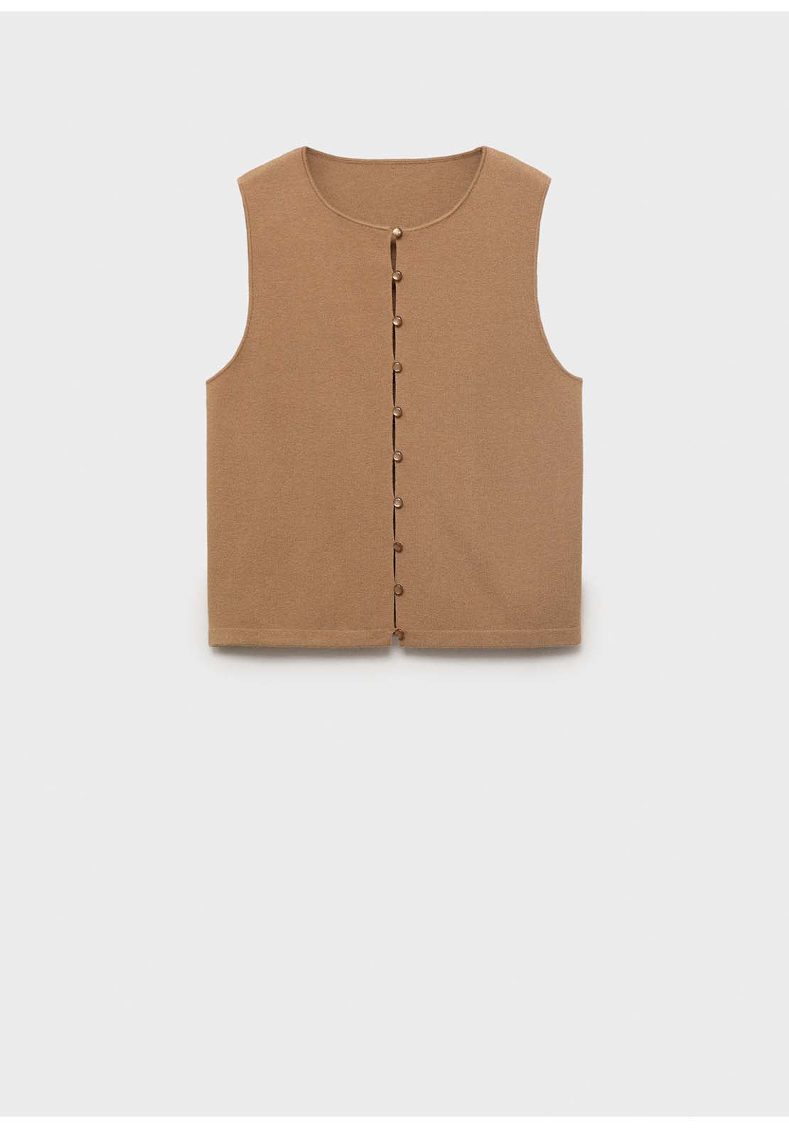 Fine Knit Waistcoat With Buttons - Brown
