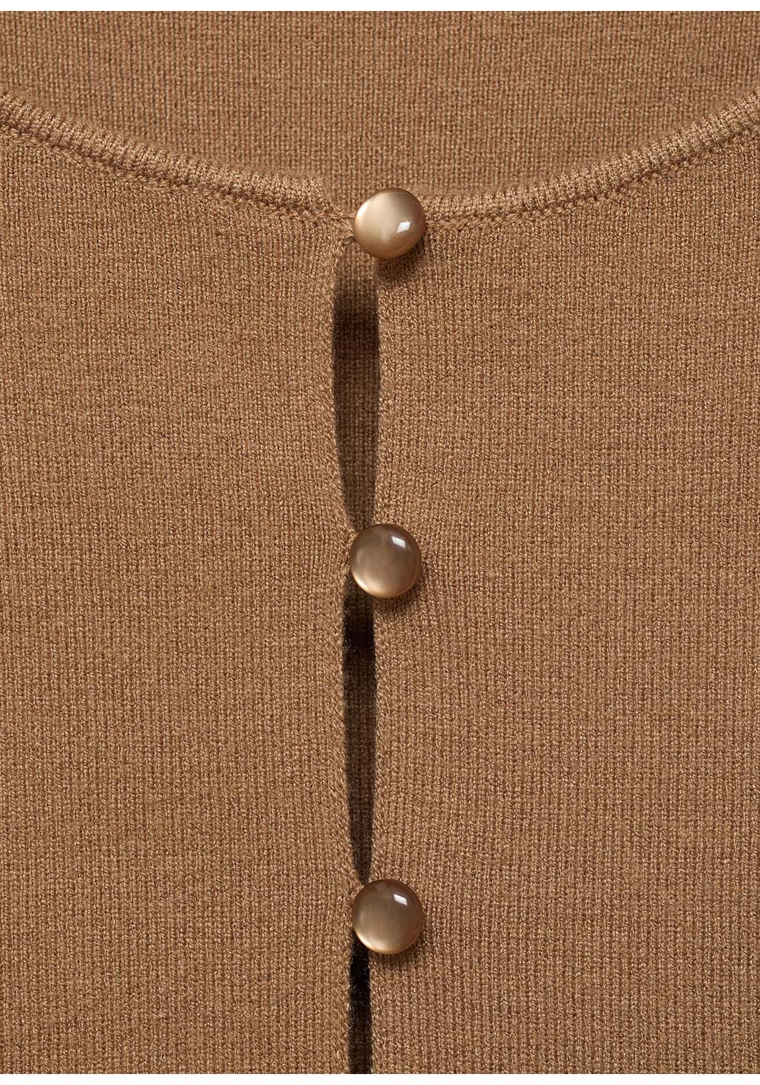 Fine Knit Waistcoat With Buttons - Brown