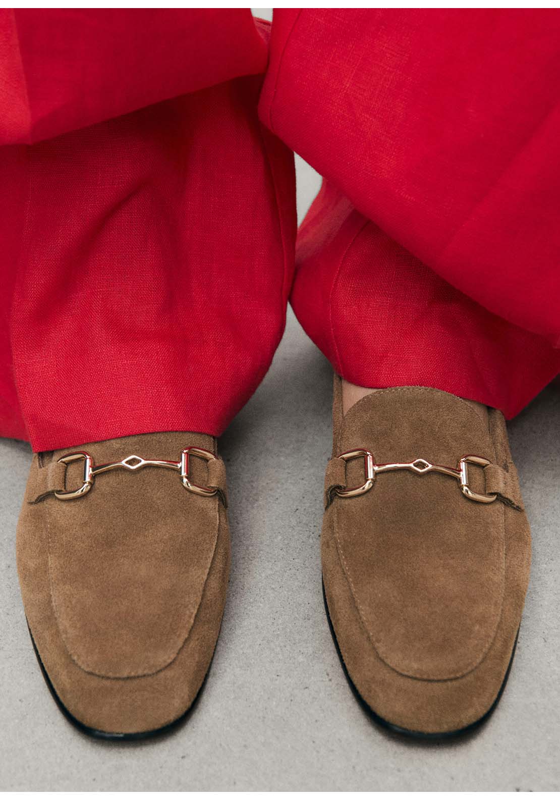 Suede Moccasins With Buckle - Brown