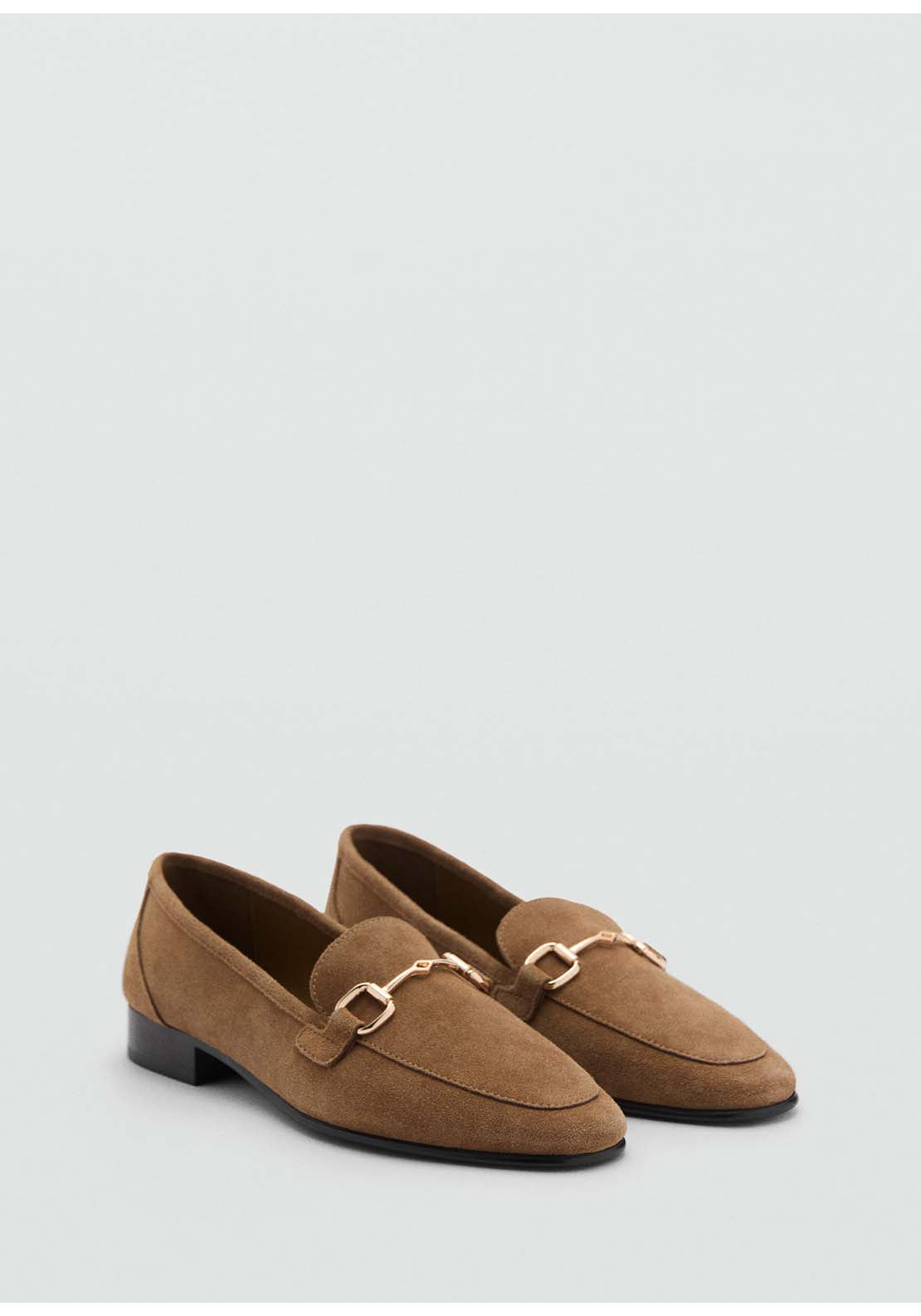 Suede Moccasins With Buckle - Brown