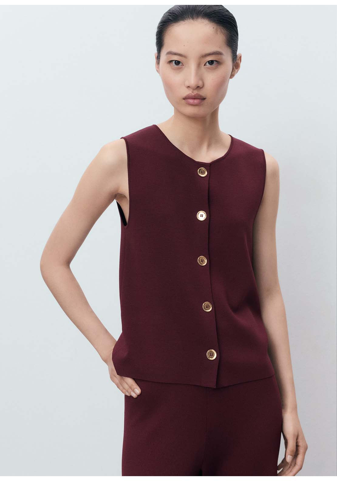 Fine Knit Gilet - Red