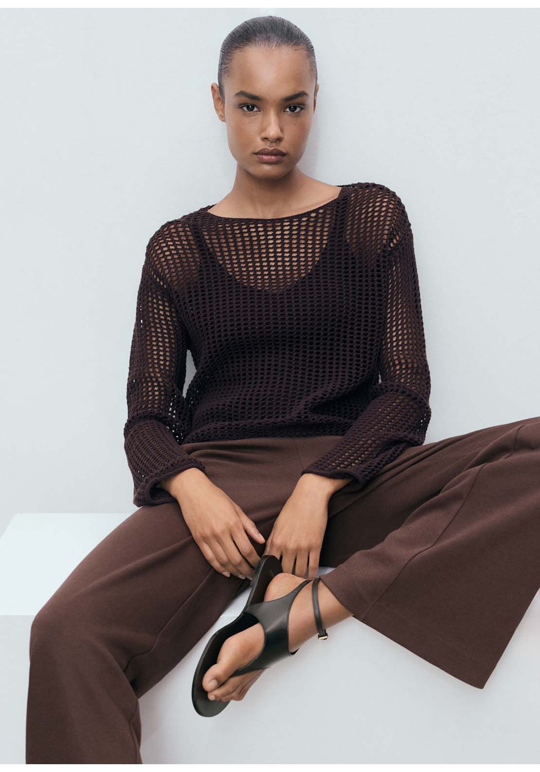 Mango Trousers Pico - Brown 4 Shaws Department Stores