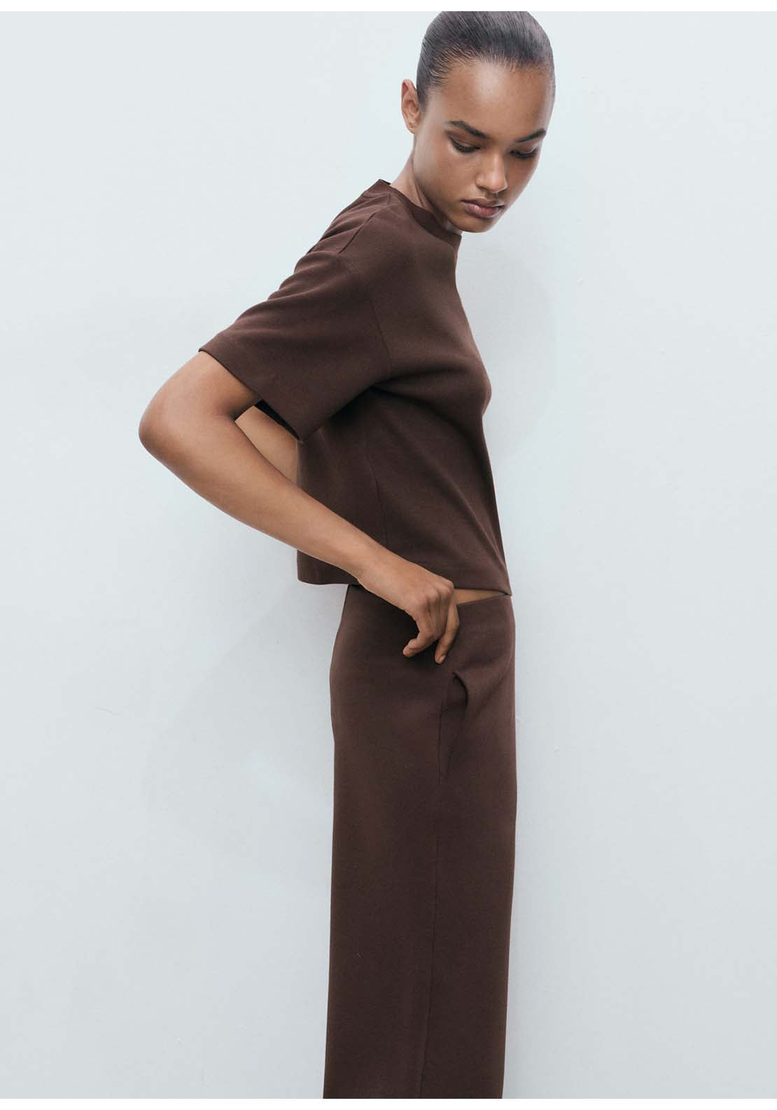 Mango Trousers Pico - Brown 3 Shaws Department Stores