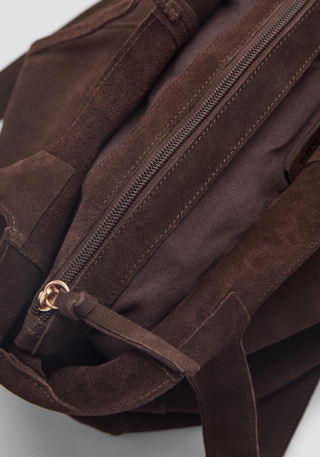 Mango Suede Shopper Bag - Brown 2 Shaws Department Stores