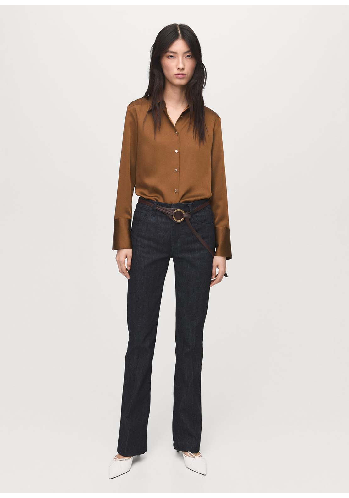 Satin Finish Flowy Shirt - Yellow