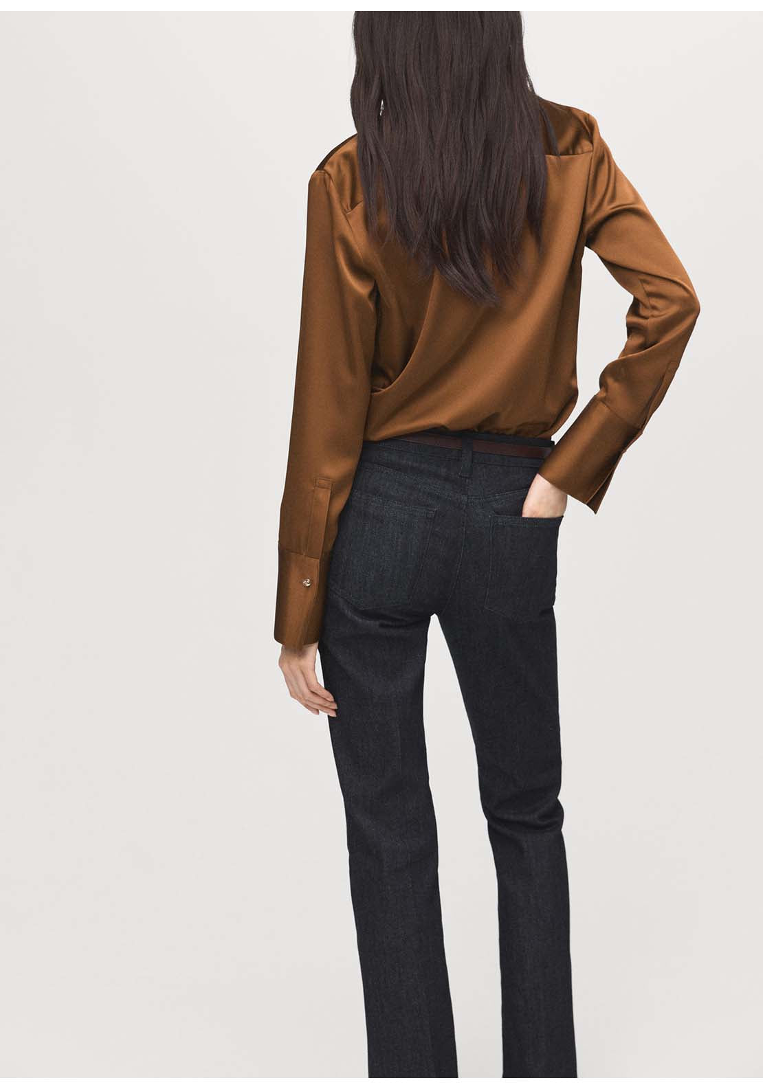 Satin Finish Flowy Shirt - Yellow
