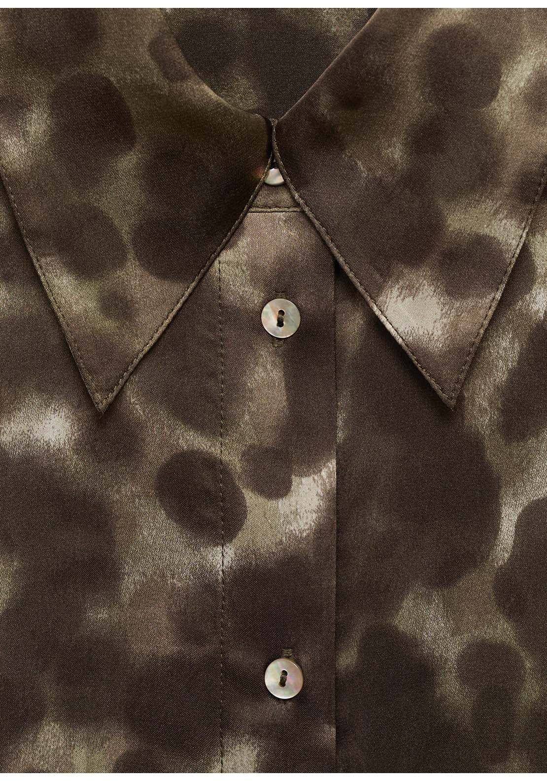Satin Print Shirt - Brown
