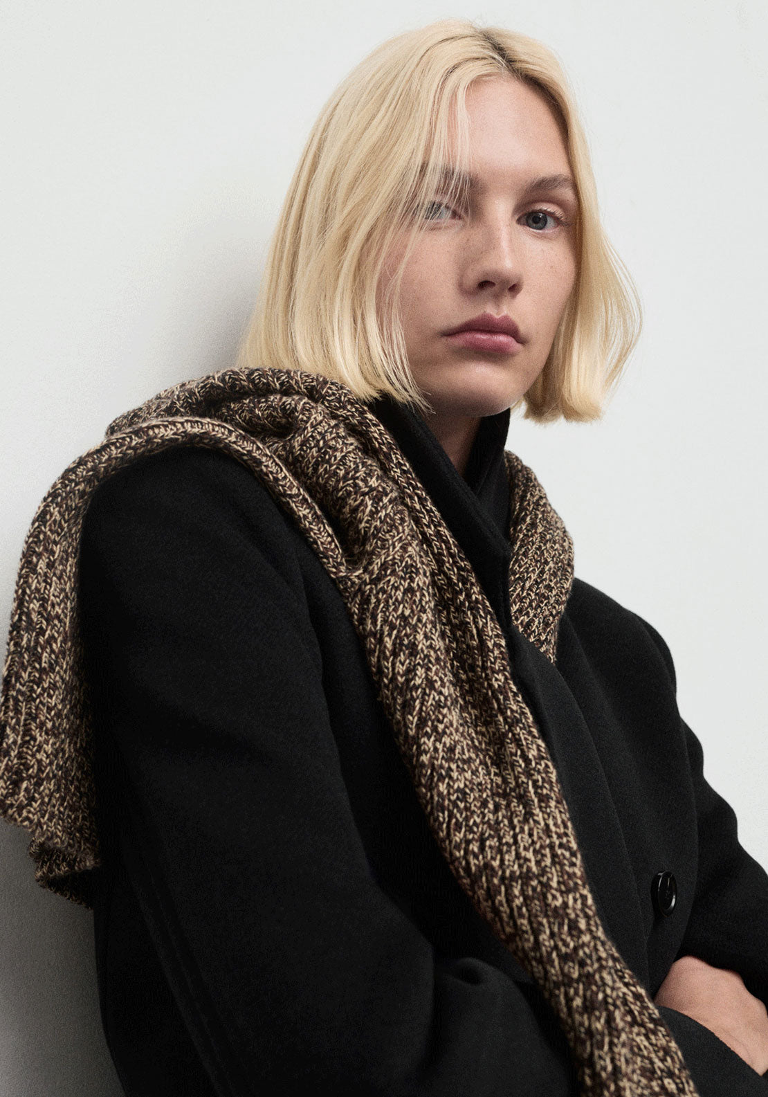 Double Breasted Wool Coat - Black
