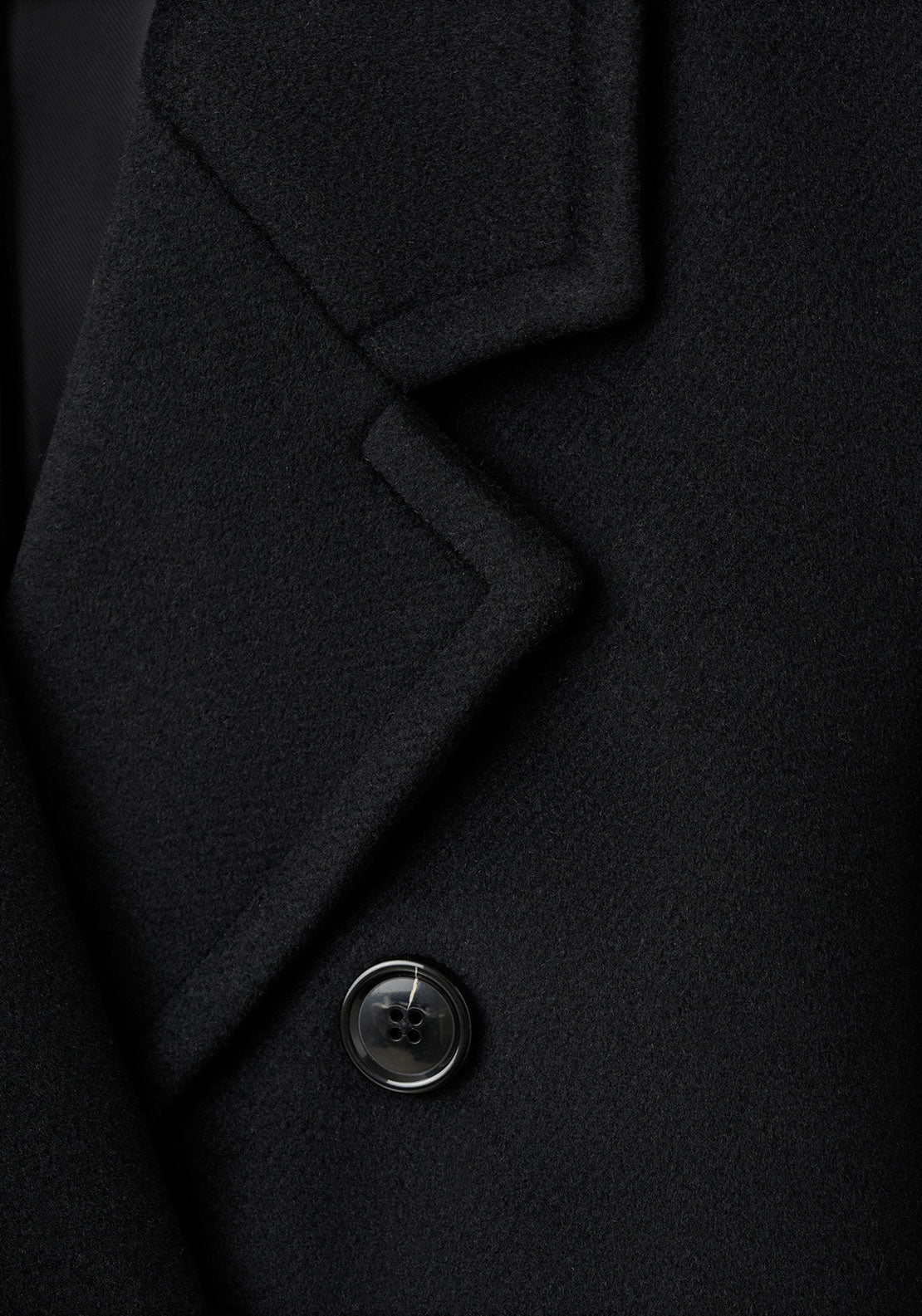 Double Breasted Wool Coat - Black