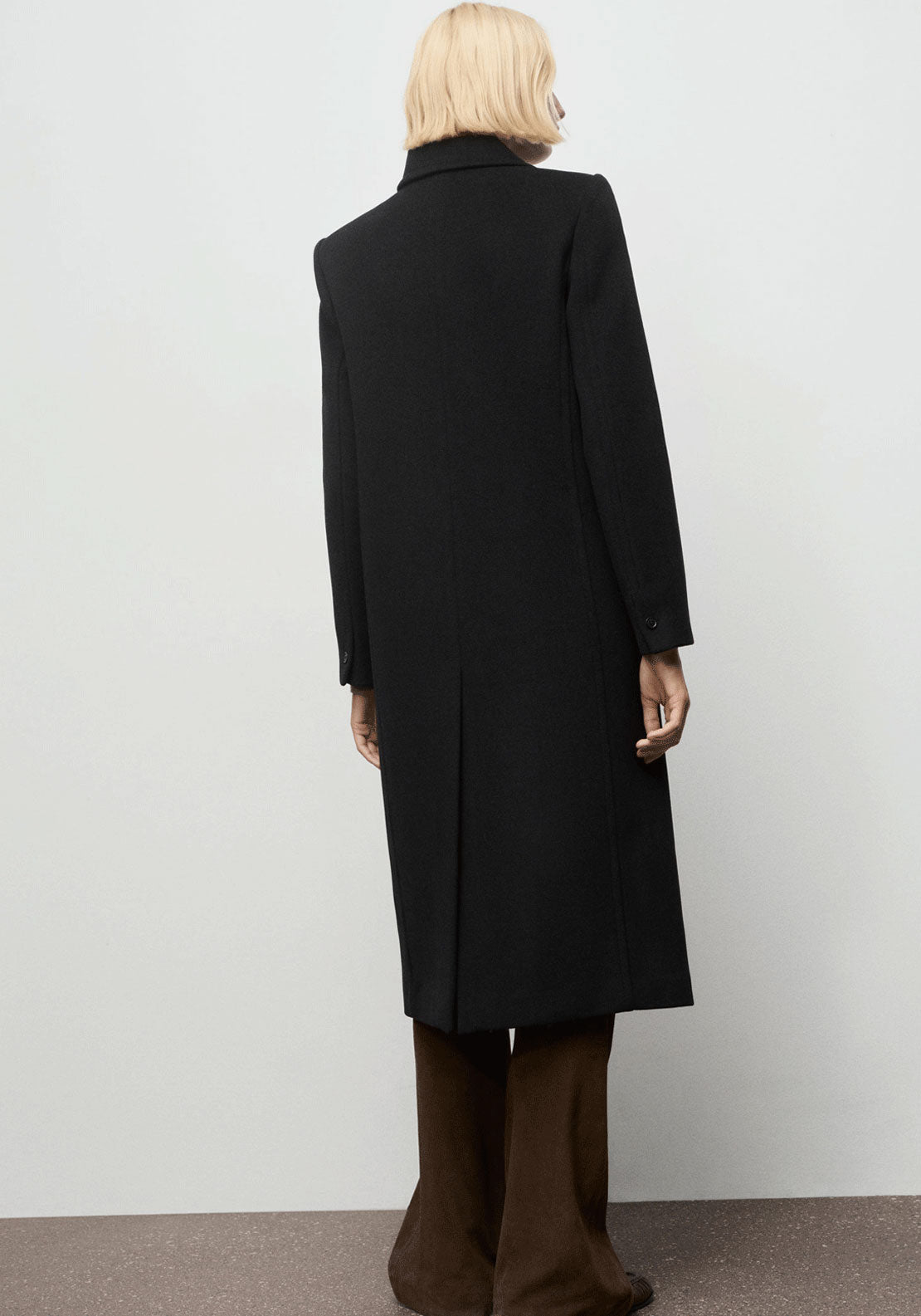 Double Breasted Wool Coat - Black