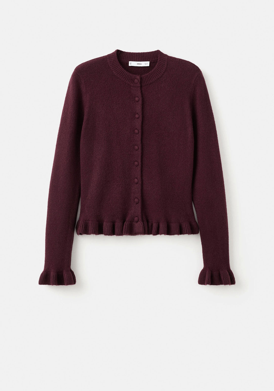 Ruffle Knit Cardigan - Burgundy