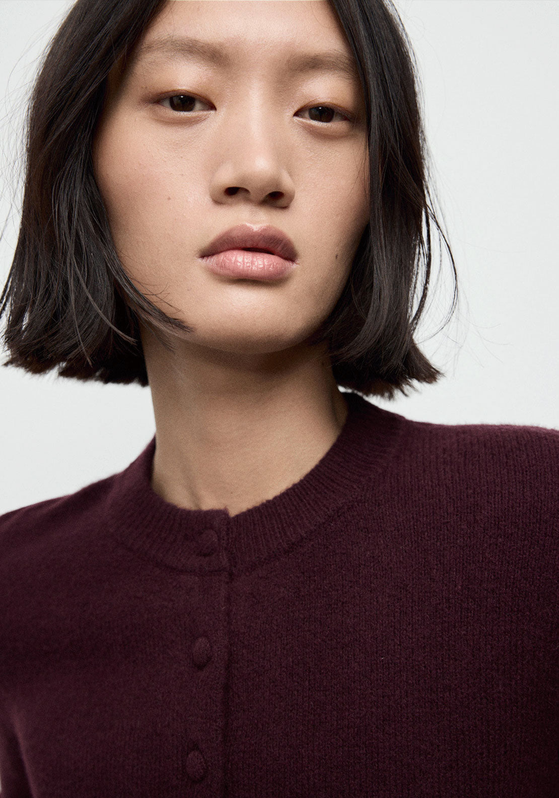 Ruffle Knit Cardigan - Burgundy