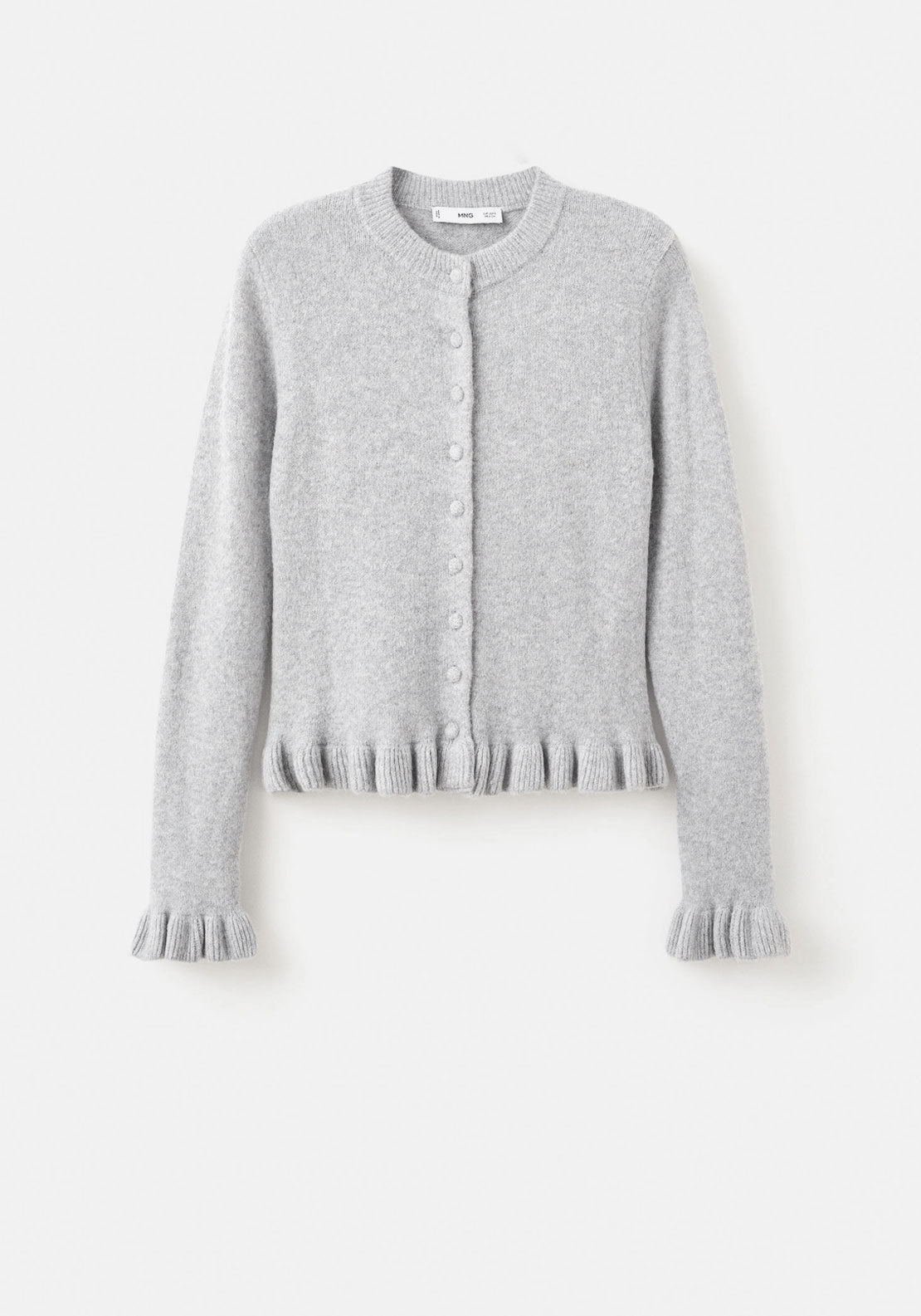 Ruffle Knit Cardigan - Grey