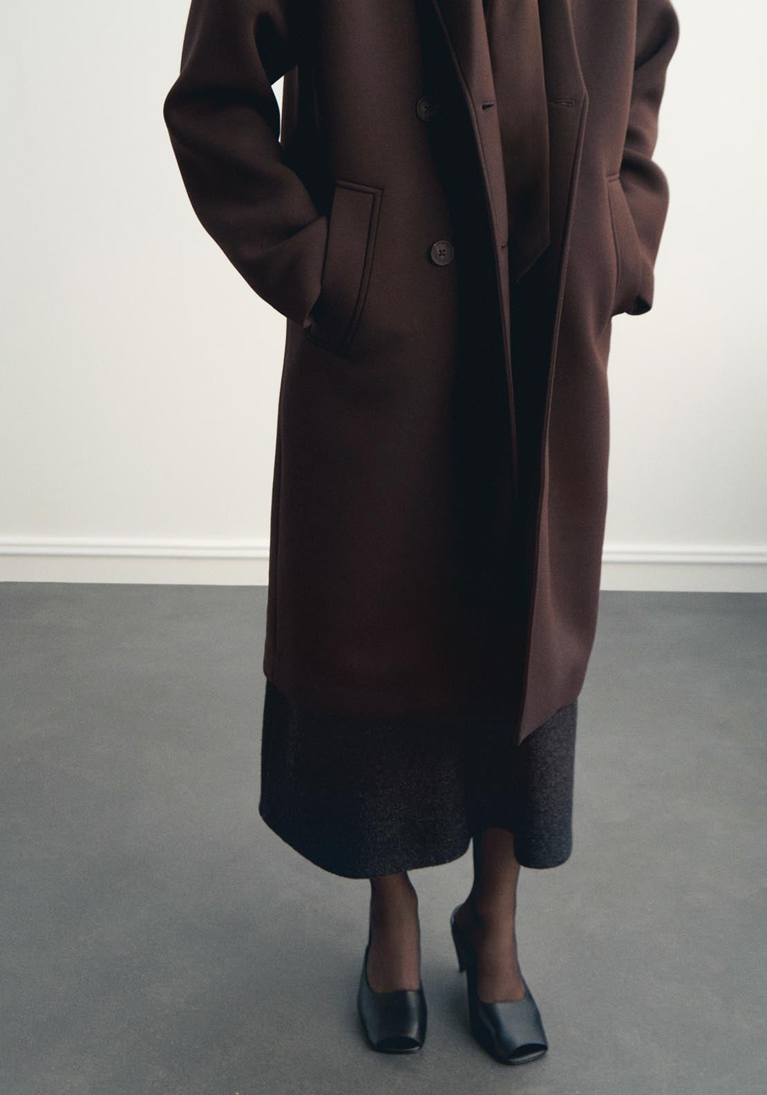 Long Combined Coat - Brown
