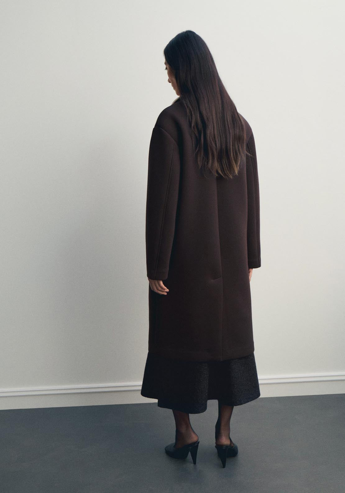 Long Combined Coat - Brown