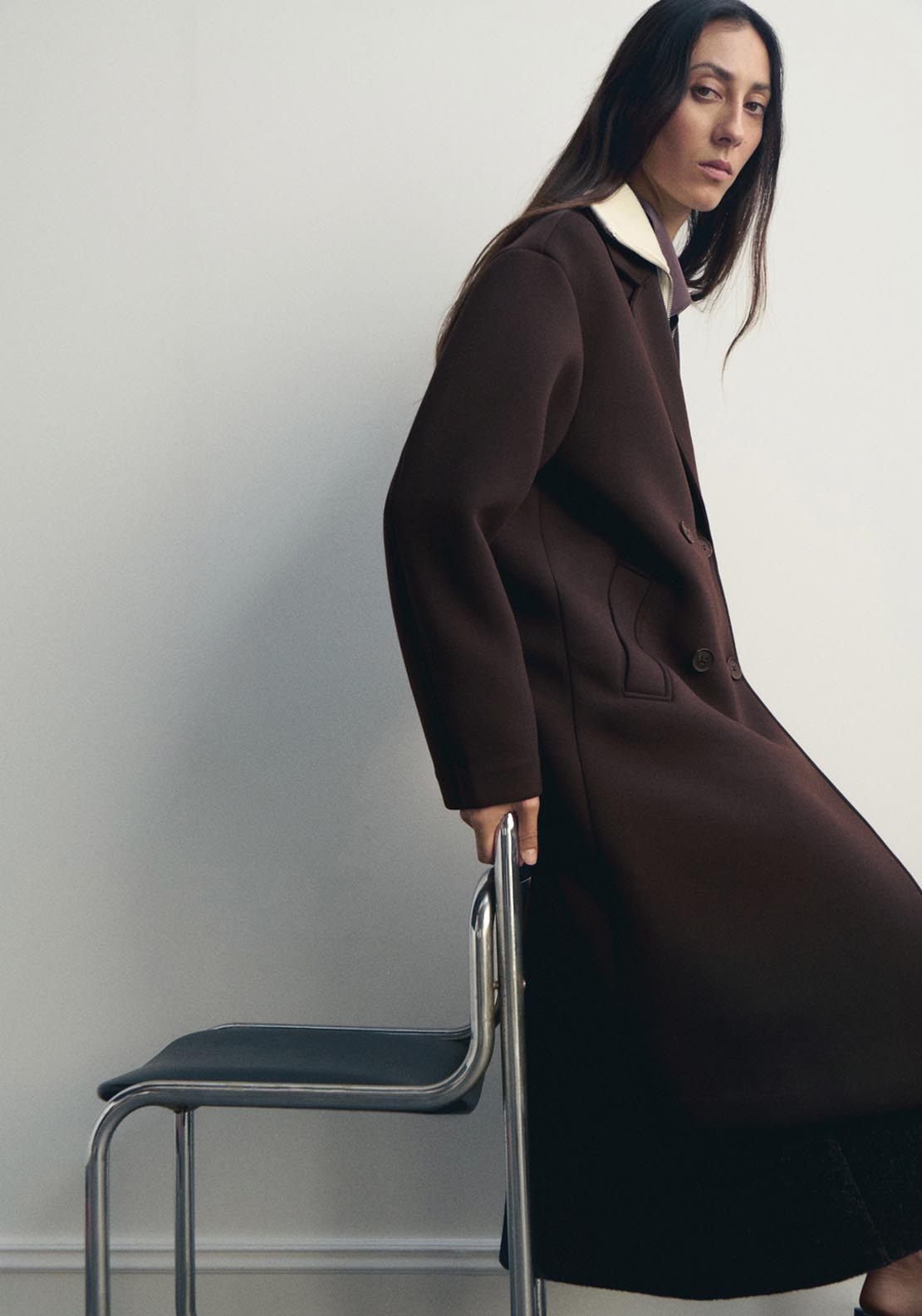 Long Combined Coat - Brown