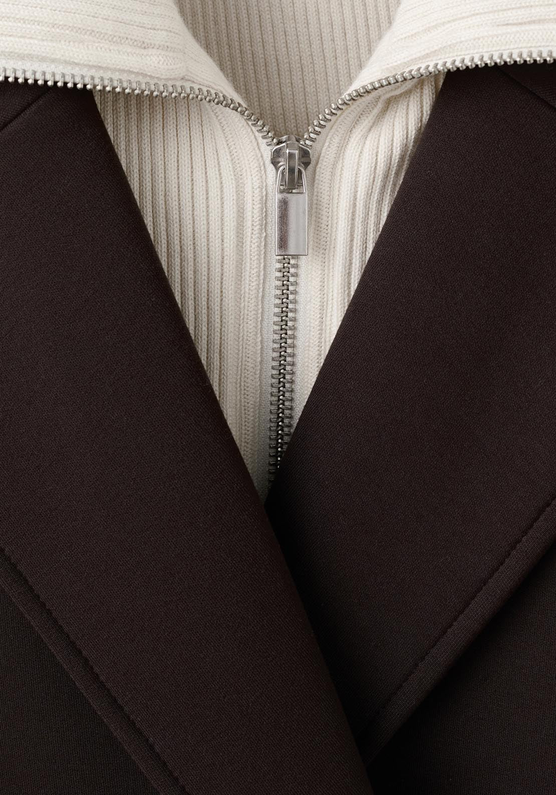 Long Combined Coat - Brown