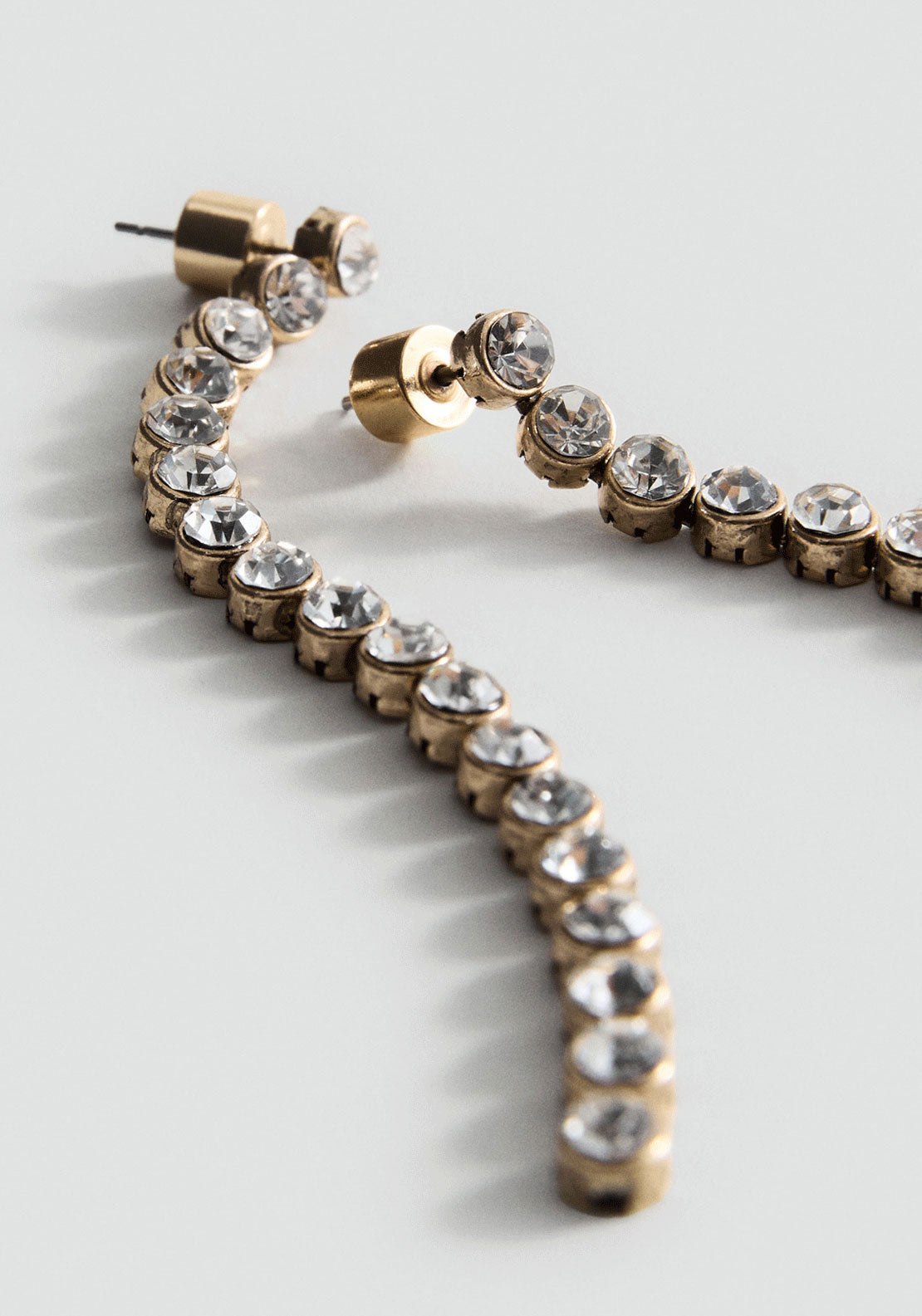 Long Crystal Earrings - Gold