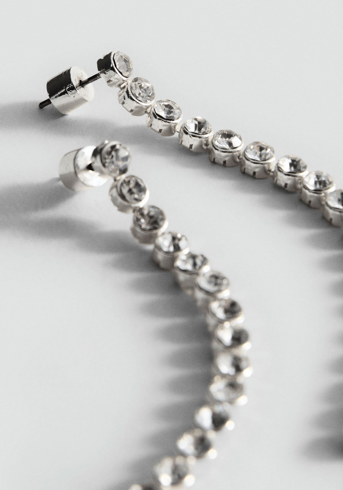 Long Crystal Earrings - Silver