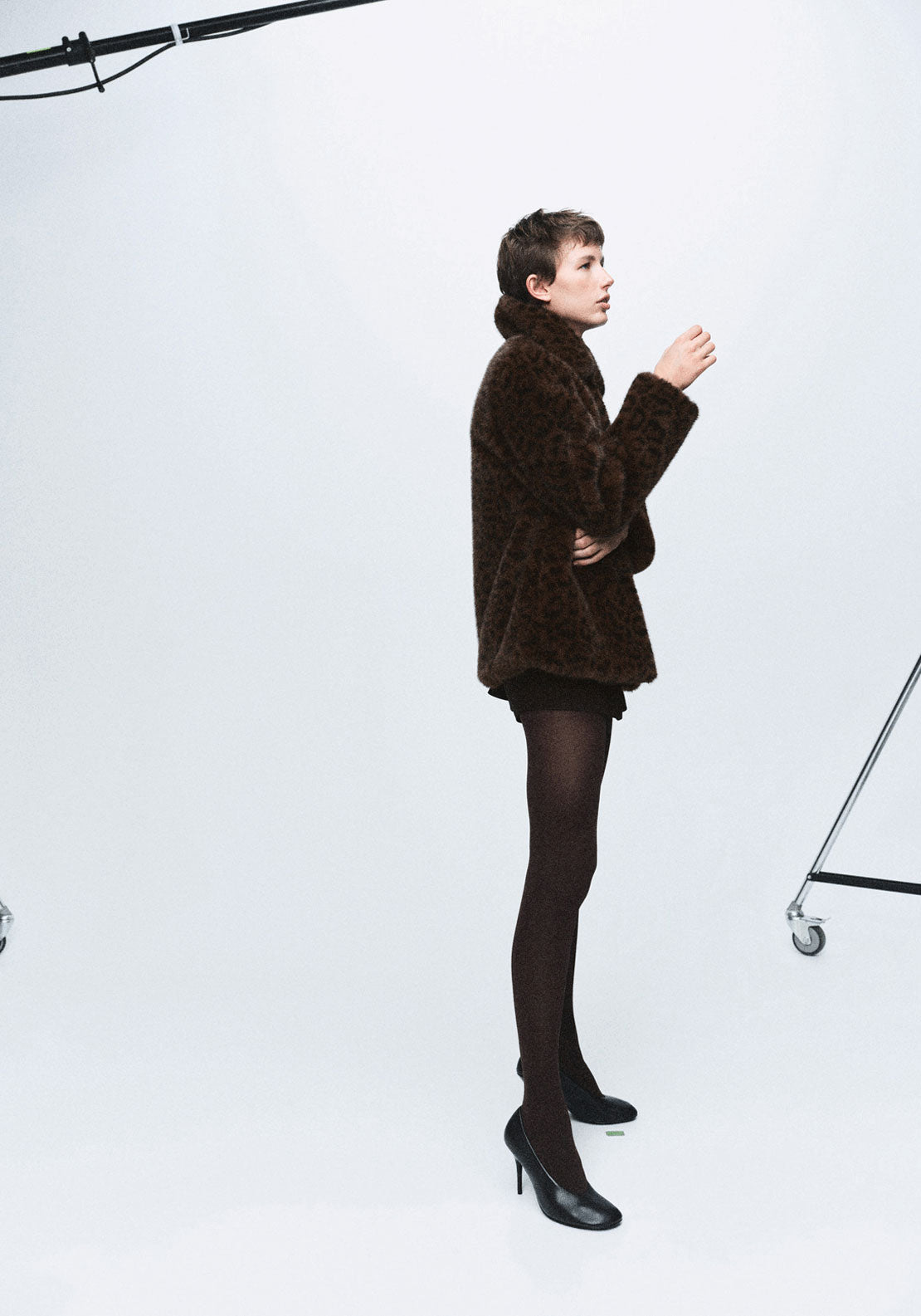 Leopard Fur Effect Coat - Brown